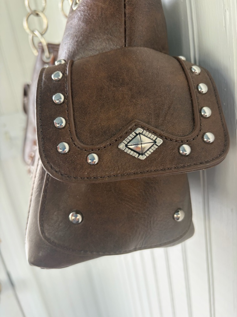 Montana West Brown Embellished Women's Shoulder Bag w/concealed compartment - Picture 2 of 16